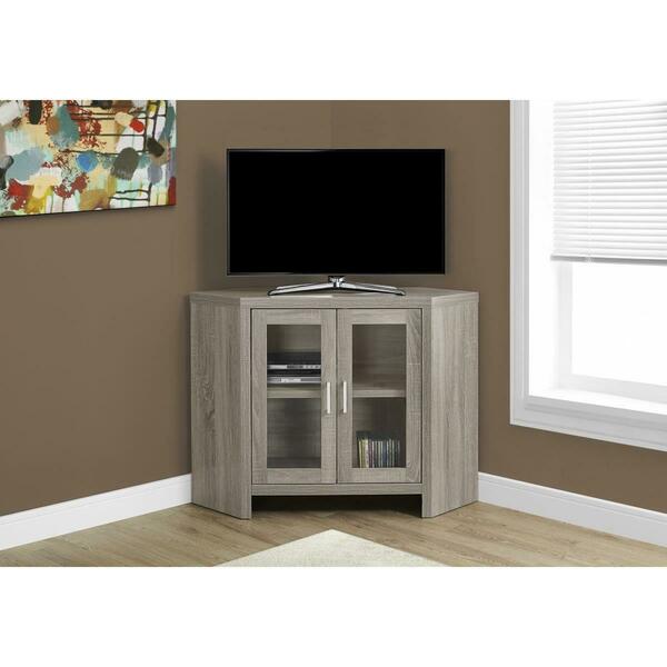 Magneticismmagnetismo 30 in. Dark Taupe Particle Board, Hollow Core & MDF TV Stand with Glass Doors MA3097472